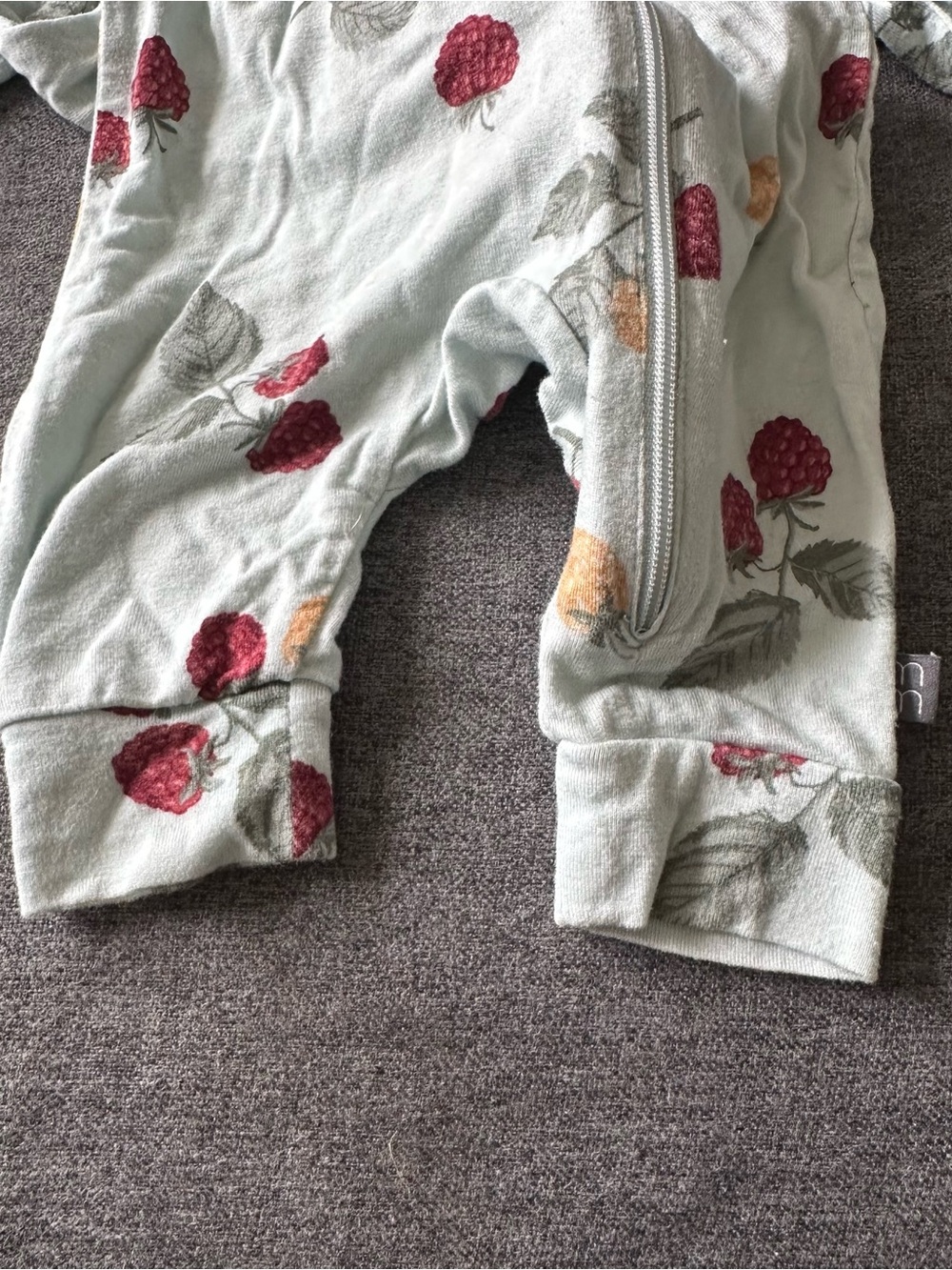 Kids Raspberry Print One-Piece Romper - Light Mint - Picture 2 of 4